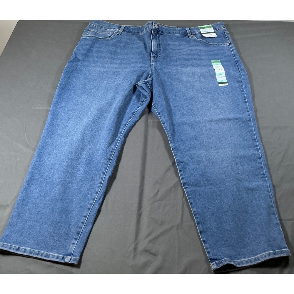 Terra & Sky High Rise Straight Leg Jeans Womens 26W Petite Blue Denim New